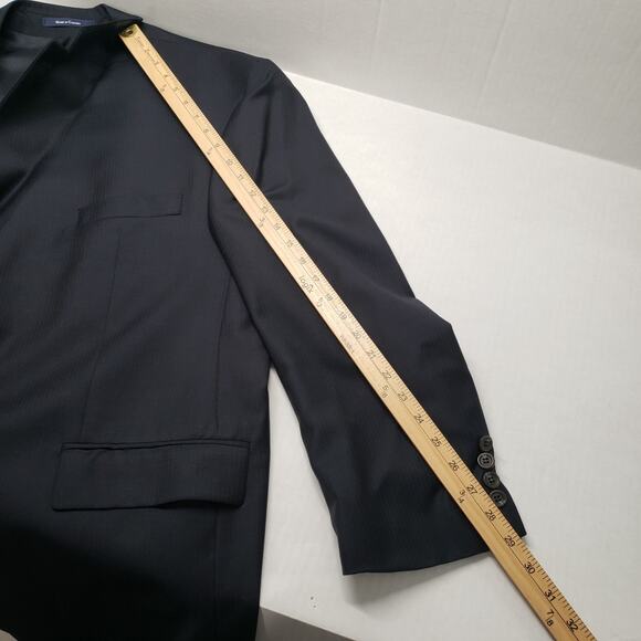 Vintage Ralph Lauren Chaps Suit Men 46 Reg 40x27 Navy Tonal Stripe Wool Cashmere - Picture 11 of 16